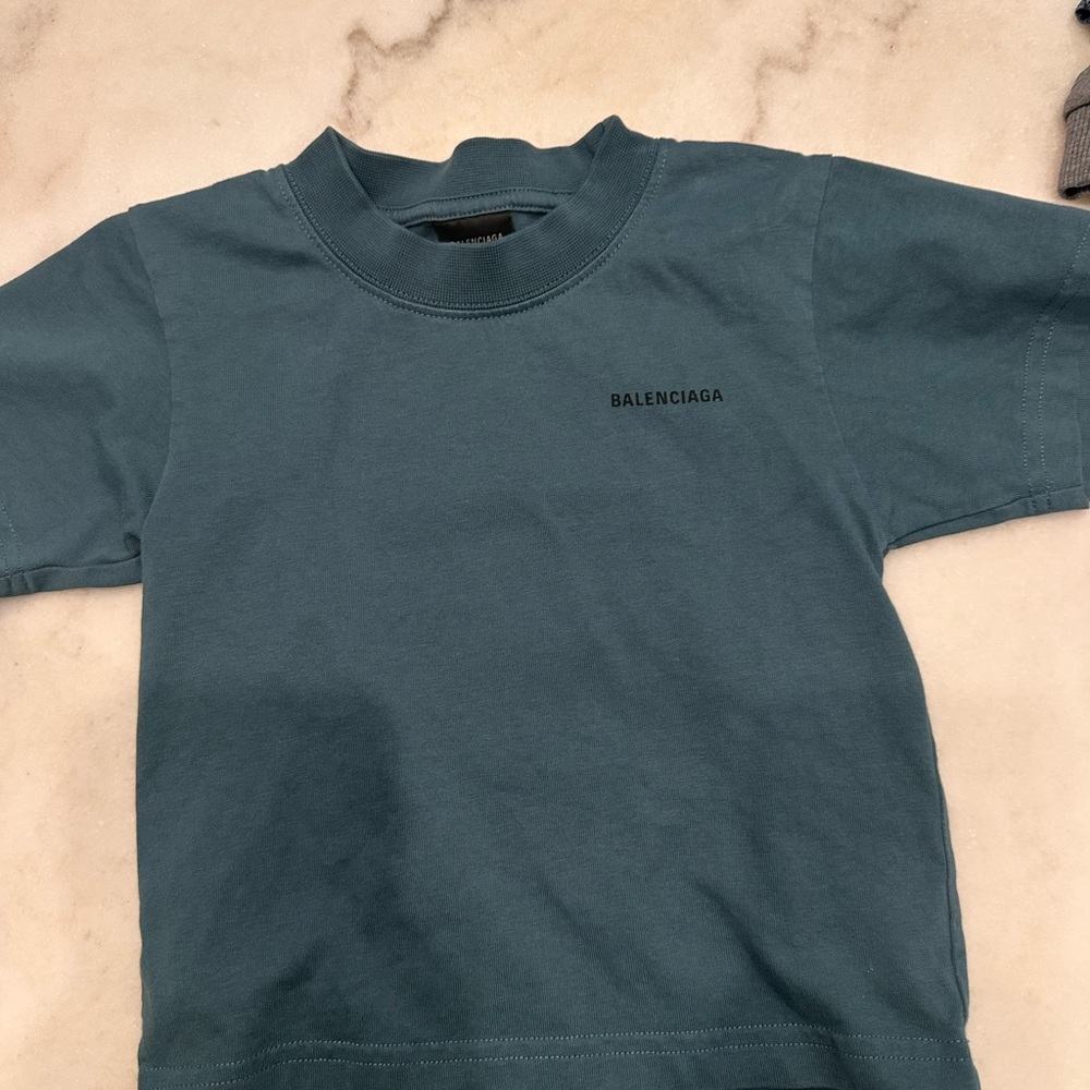 Balenciaga Kids Teal Short Sleeve Tee